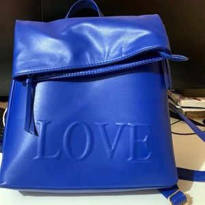 christian siriano LOVE blue backpack